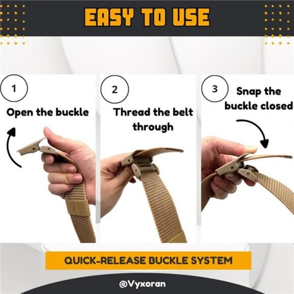 Mens nylon tactical belt adjustable canvas webbing slide buckle military outdoor - Picture 5 of 8